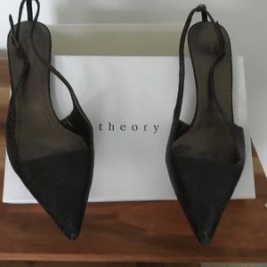 Theory black sling backs